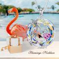 TOUPOP Sterling Silver Crystal Flamingo Palm Tree Necklace Gift for Women-0-4