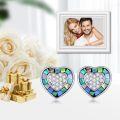 wholesale 925 Sterling Silver Opal Heart-Shaped Stud Earrings with Cubic Zirconia and Mosaic Design-0-2