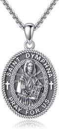 wholesale 925 Sterling Silver St. Dymphna Medal Necklace Religious s for Women Men 24 Chain-0-0