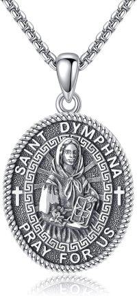 wholesale 925 Sterling Silver St. Dymphna Medal Necklace Religious s for Women Men 24 Chain-St Dymphna
