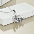 wholesale 925 Sterling Silver Fairy Moon Flower Charm Pendant Necklace - Gifts for Women & Girls-0-3