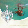 wholesale 925 Sterling Silver Heart Octopus Pendant Necklace with Blue Stone and Chain for Women Girls  45cm Length-0-5