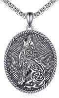 wholesale 925 Sterling Silver Nordic Wolf Head Necklace - Viking Style Animal Pendant for Men & Women-0-0