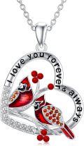 wholesale 925 Sterling Silver Heart-Shaped Cardinal Pendant Necklace for Women's Gifts-0-0