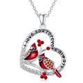 wholesale 925 Sterling Silver Heart-Shaped Cardinal Pendant Necklace for Women's Gifts-0-0