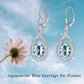 wholesale Sterling Silver Genuine Simulated Birthstone Teardrop Leverback Earrings-0-27