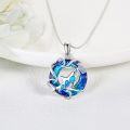 wholesale 925 Sterling Silver Blue Opal Sea Life Charm Necklace with Sharks & Dolphins Pendant-0-3