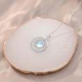 wholesale 925 Sterling Silver Round Blue Opal Star & Moon Pendant Necklace-0-2