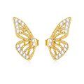 wholesale 925 Sterling Silver Butterfly Wing Cubic Zirconia White Gold Plated Stud Earrings-0-0