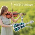 wholesale 925 Sterling Silver Abalone Shell Guitar & Bow Pendant Necklace Musical Instrument s for Women Girls-0-4