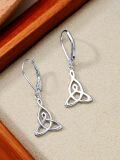 wholesale 925 Sterling Silver Celtic Knot Drop Earrings with Leverback Hooks for Women-0-5
