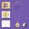 wholesale 925 Sterling Silver & Birthstone Gold Compass Pendant Necklace 24mm 0.94 Inch 45cm Chain-0-4