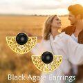 wholesale 925 Sterling Silver Black Onyx Filigree Half-Moon Stud Earrings-0-2