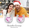 wholesale 925 Sterling Silver & Crystal Horseshoe Stud Earrings - Lucky Heart Charm, Nickel-Free, Lightweight, Gift for Women-0-5