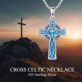 wholesale 925 Sterling Silver Blue Turquoise Celtic Knot Cross Pendant Necklace -0-1