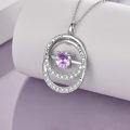 TOUPOP Sterling Silver Alexandrite June Birthstone Sister Friendship Necklace-0-4