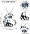 wholesale 925 Sterling Silver 925 Panda Heart Projection I love you forever Pendant Necklaces Gifts for Women-0-4