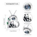 wholesale 925 Sterling Silver Panda Mother Baby Heart Projection Pendant Necklace I Love You Forever-0-4