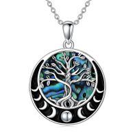 wholesale 925 Sterling Silver Tree Of Life Pendant With Moon Phase And Abalone Shell Design-Abalone Tree of Life Necklace