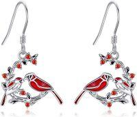 wholesale 925 Sterling Silver Red Cardinal Bird Branch Dangle Drop Hook Earring Set  for Women Girls Mother's Day Birthday Christmas Anniversary Present Idea-Cardinal-Cardinal