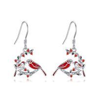 wholesale 925 Sterling Silver Red Cardinal Bird Earrings-Cardinal-Cardinal