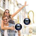 wholesale 14K Gold Black Pearl Teardrop Dangle Earrings for Women Girls Elegant-0-5