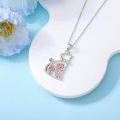 wholesale Sterling Silver Lab Grown Diamond Cat Birth Flower Necklace for Women-0-47