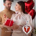 wholesale Sterling Silver Austrian Crystal Caduceus Angel Wing Heart Nurse Necklace-0-65