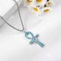 wholesale 925 Sterling Silver Turquoise Eye of Horus Ankh Cross Pendant Necklace   for Men-0-4