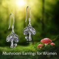 TOUPOP Sterling Silver Mushroom Dangle Drop Earrings-0-5
