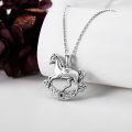 wholesale 925 Sterling Silver Horse Pendant Necklace with Black Crystal Charm - Unique s for Women and Girls-0-2