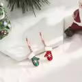 wholesale 925 Sterling Silver Mitten Dangle Earrings Wholesale with Red and Green Enamel for Women-0-3
