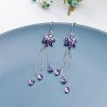 wholesale 925 Sterling Silver Amethyst Flower Drop Earrings With Chain Details-0-4