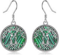 wholesale Sterling Silver Crystal Sister Earrings Birthday Gift for Sisters-Silver-Malachite Sister Earrings
