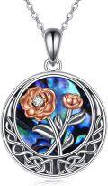 wholesale Sterling Silver Abalone Shell Celtic Knot Birth Flower Necklace for Women-0-22