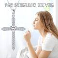 wholesale Sterling Silver CZ Birthstone Cross Necklace for Women Men Mother s Day Gifts ( chars)-0-3