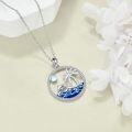 wholesale 925 Sterling Silver Dolphin Palm Tree Ocean Wave Beach Pendant Necklace for Women-0-3