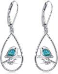 wholesale 925 Sterling Silver Teardrop Turquoise Bird Drop Earrings for Women Gifts-0-0