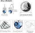 wholesale 925 Sterling Silver Blue Crystal Heart Cow Hoop Earrings - Adorable Gift for Her-0-4