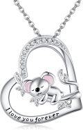 wholesale 925 Sterling Silver Koala Heart Pendant Necklace with Cubic Zirconia Gifts for Women-0-0