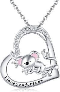 wholesale 925 Sterling Silver Koala Heart Pendant Necklace with Cubic Zirconia Gifts for Women-Koala