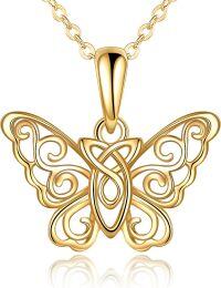 wholesale 14K Gold Celtic Knot Butterfly Pendant Necklace for Women-Butterfly Necklace