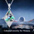 wholesale 925 Sterling Silver Rotatable Abalone Shell Mountain Pendant Necklace for Women Hikers and Campers-0-5