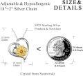 wholesale 925 Sterling Silver Citrine Sunflower Heart Pendant Necklace - Love Gift for Women-0-2