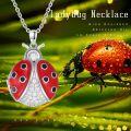 wholesale 925 Sterling Silver Ladybug Photo Locket Pendant Necklace with Chain for Women Girls  45cm Length-0-4