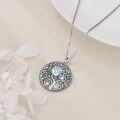 wholesale 925 Sterling Silver Tree of Life Pendant with Blue Moonstone and Owl Design Necklace-0-2