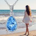 wholesale Sterling Silver Natural Gemstone Diamond Necklace 1 Ct Pear Teardrop Pendant 18+2 Inch Women s Birthday Mother s Day Gift-0-10