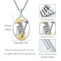wholesale 925 Sterling Silver Skeleton Playing Guitar Two Tone Oval Pendant Necklace-0-4