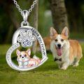 wholesale 925 Sterling Silver Heart-Shaped Corgi Dog Lover's Pendant Necklace with Crystal Accents and Engraved Message I Love You Forever - Perfect Gift for Pet Owners-0-5
