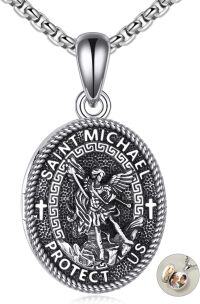 wholesale 925 Sterling Silver St Michael Angel Protect Medal Necklace for Men Women Gifts-St Michael Locket